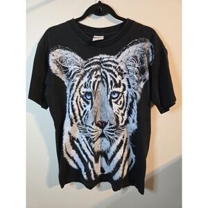 Vintage White Tiger T-shirt Adult Sz L Retro Black Trinity 1992 100%‎ Cotton
